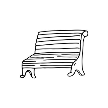recommend clip art: Park bench simple cartoon doodle hand-drawn vector line drawing.
