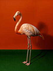 Obraz premium Elegant Flamingo Portrait A Stunning Study in Pink and Orange