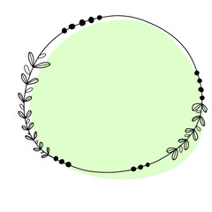 Minimal Floral Circle Frame on Pastel Green Background