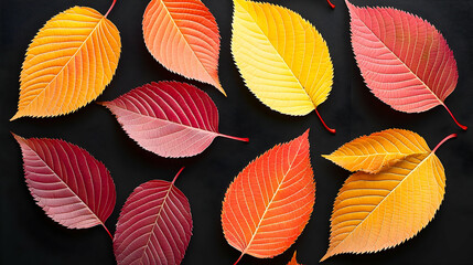 Obraz premium Colorful Autumn Leaves On Dark Background
