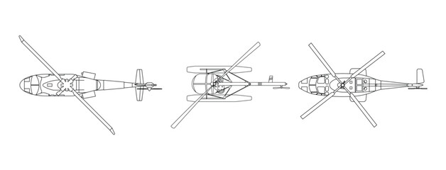Helicopter outline top view sketch © Amir