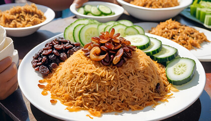 Nasi kebuli with white background