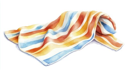 Watercolor Striped Towel - Colorful Fabric Cloth Blue Yellow Orange Red