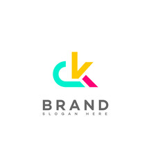 Modern Colorful CK Letter Logo Design Brand Identity