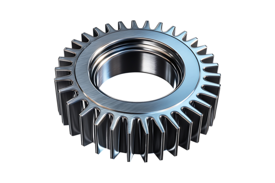 Shiny Steel Gear isolated on transparent background
