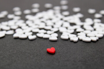 Leading heart stands out from the group by color