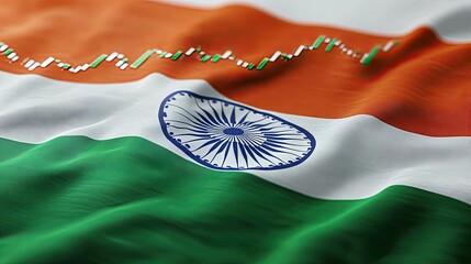 Indian Flag with Stock Market Graph: Analyzing Indias Economic Growth and Trends