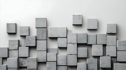 Abstract Gray Concrete Cube Pattern On White Background