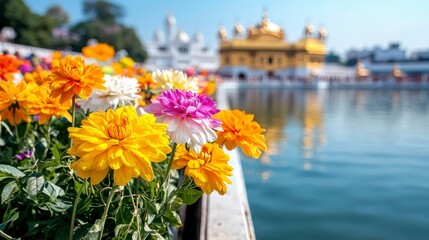 Colorful Flowers by Water