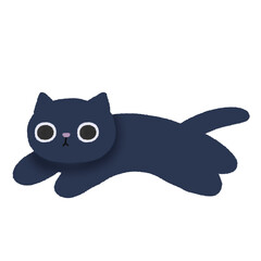 くろねこのかわいい手描きのカラーイラスト