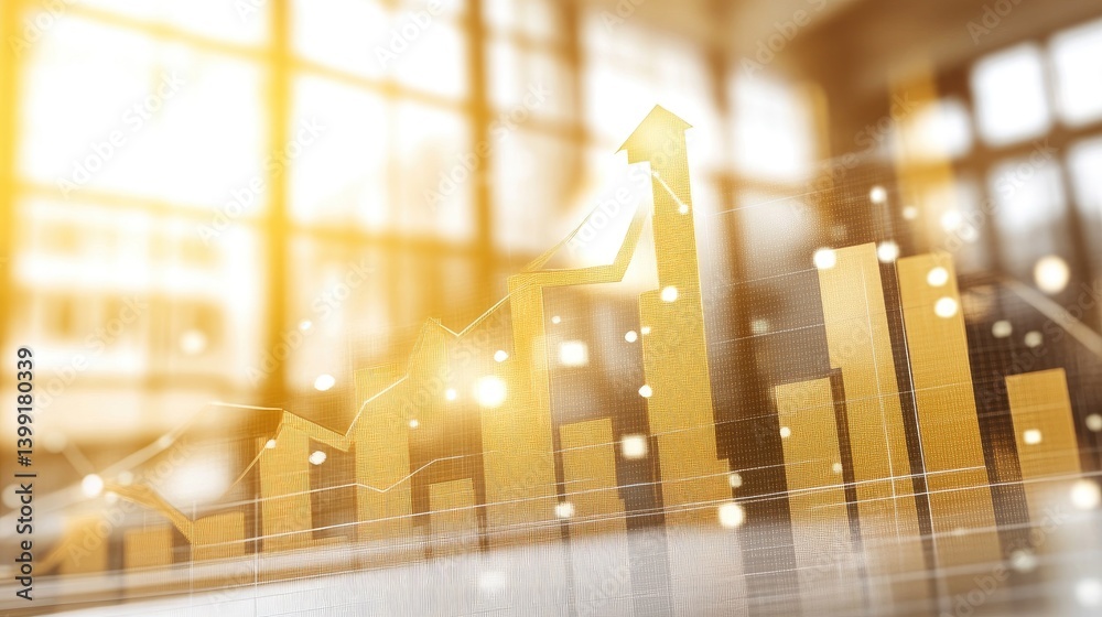 Poster a financial dashboard showing a live stock market graph with growing and declining sectors. the char