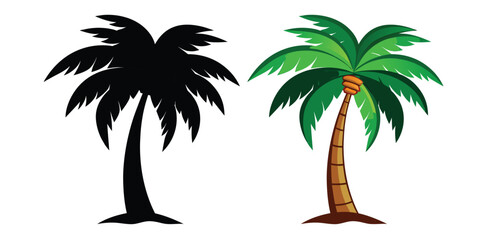 Palm Leaf Plates Design, black and white with coloring easter eggs silhouette under a tropical palm tree at sunset