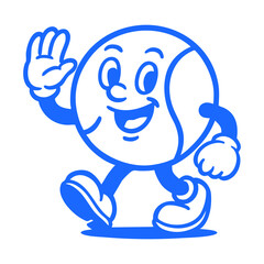 tennis ball cartoon mascot character vector illustration