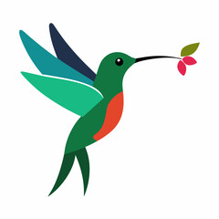 Obraz premium Hummingbird hovering near flower