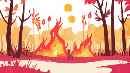 Whimsical Fire Illustration for Children’s Book – Friendly Flame Character in a Safe, Magical Scene