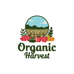 The farm food logo with fresh produce elements, perfect for organic food, agribusiness, eco-friendly markets, or sustainable farming brands.