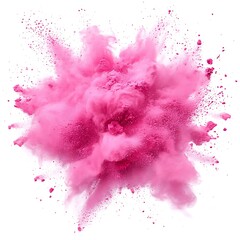 Vibrant Pink Powder Explosion Isolated on White Background for Artistic and Design Purposes