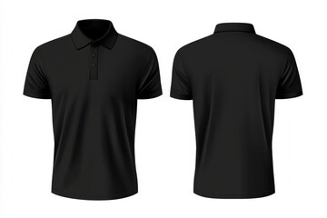 Black polo shirt mockup, front and back views (2)