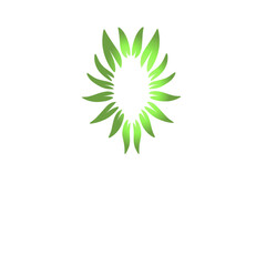 Abstract green leaf design forming a circular pattern, symbolizing nature and sustainability