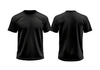 Black t-shirt design front and back views isolated on transparent background