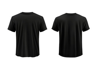 Blank black shirt mock up template, front and back view isolated on transparent background