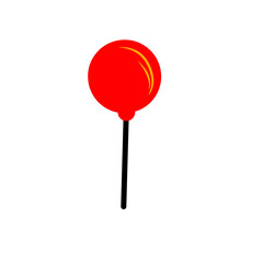 Bright red lollipop on a stick against a plain white background, ideal for candy promotions