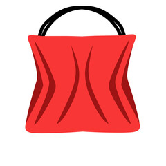 Vibrant red handbag with a stylish design, set against a minimalist background showcasing elegance