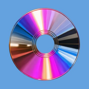 Colorful reflective CD surface animation isolated asset, transparent 4K video, alpha channel, ProRes 4444