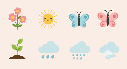 set of spring icons