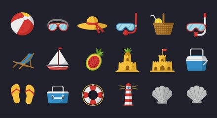 set of summer icons