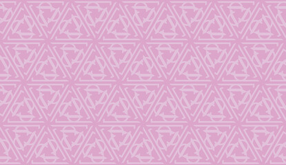 Fototapeta premium Vector illustration with modern decorative pattern in triangles style. Illusion curved line. For interior wallpaper, smart design, fashion print. Light purple color. Seamless