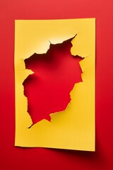 Torn Yellow Paper on Red Background Abstract Texture