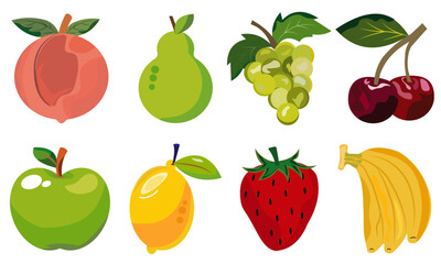 colorful fruit collection vector illustration