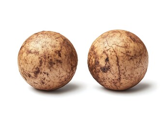 Fototapeta premium Two round organic vegetables with unique textures on a white background for food photography use