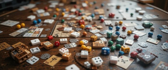  Scattered Pieces on Wooden Tabletop