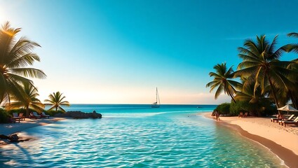 Obraz premium Dreamy Beach Getaway: Summer Vacation & Relaxation Inspiration
