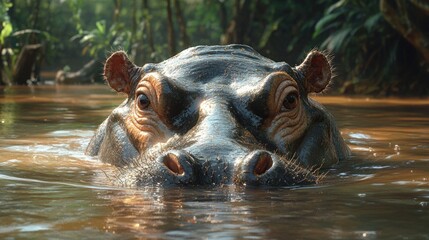Fototapeta premium Hippopotamus in the African River