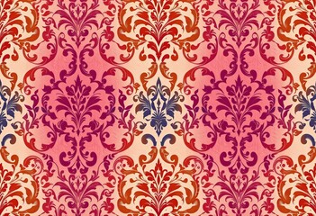 Elegant vintage damask pattern; watercolor arabesque, ornate, seamless, tile, fabric design, background, texture, wallpaper, elegant, tile