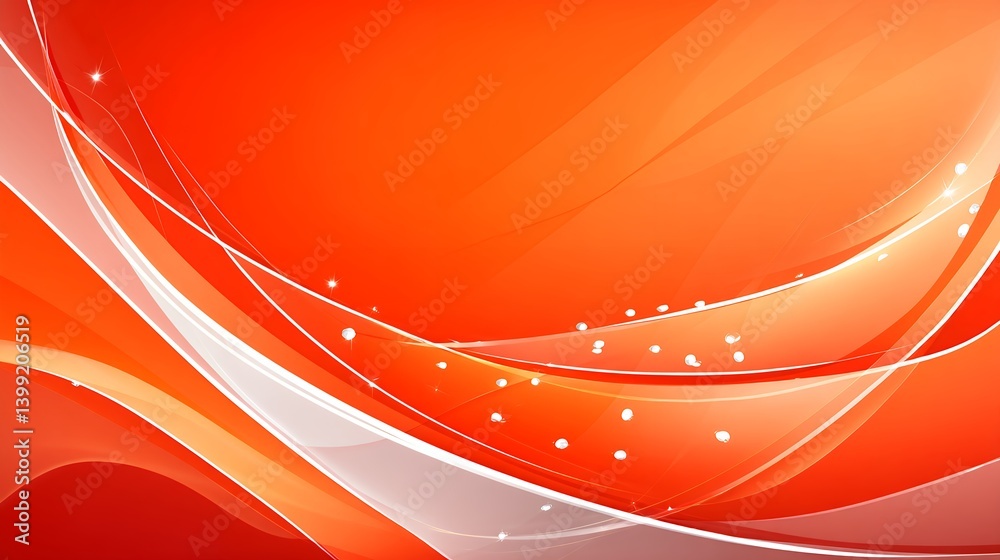 Poster abstract orange and red background with flowing curves and dynamic lines