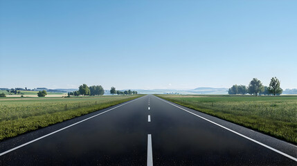 Fototapeta premium Empty Country Road Extends Into Horizon