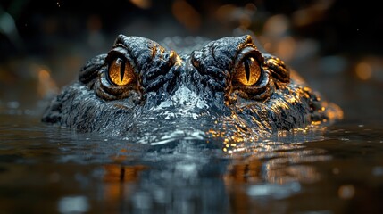 Obraz premium Alligator Eyes: A Close Encounter in the Murky Waters