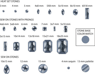 Fashion Design Vector Rhinestone and heat set stones Library