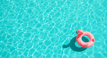 Pink Flamingo Pool Float in Turquoise Water, Summer Relaxation