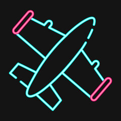 Icon fighter jet. Indonesian independence day celebration elements. Icons in neon style. Good for prints, posters, etc.