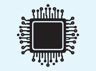 Black Vector Chip Silhouette Illustration