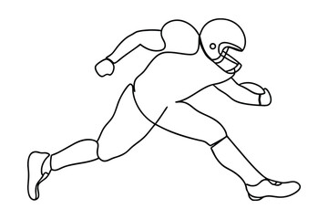 American Football Player Outline Running With Ball Line Art Silhouette For Sports Design Projects And Creative Illustrations