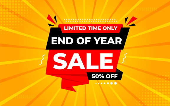 End of Year sale offer banner template. stock clearance background. end of year banner template design for web or social media, Sale special offer. abstract vector design.
