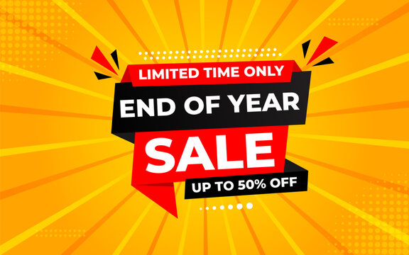 End of Year sale offer banner template. stock clearance background. end of year banner template design for web or social media, Sale special offer. abstract vector design.