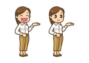 Cartoon Businesswoman Vector Illustration - Two Expressions