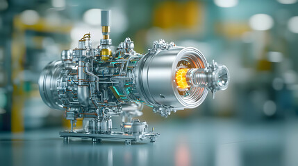 Fototapeta premium Detailed Industrial Engine Design In Manufacturing Setting